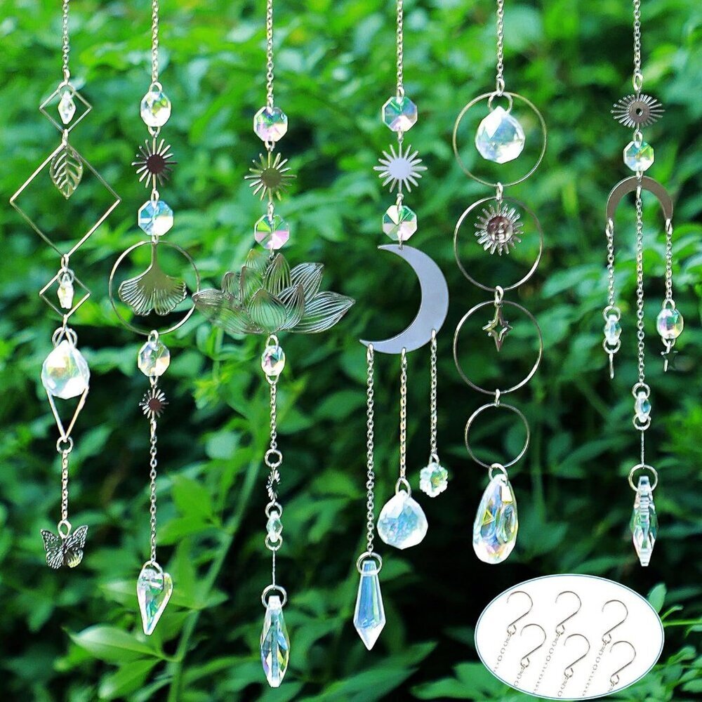 Sun Catchers, 6 Pieces Colorful Suncatchers Decorative Hanging Clear Crystal Pri